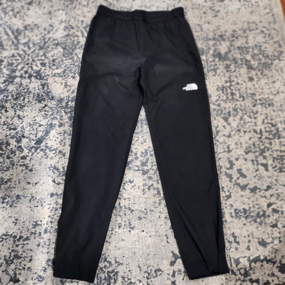 The North Face Boys Black Jogger Pants Size L 12 Elastic Waist Activewear Logo